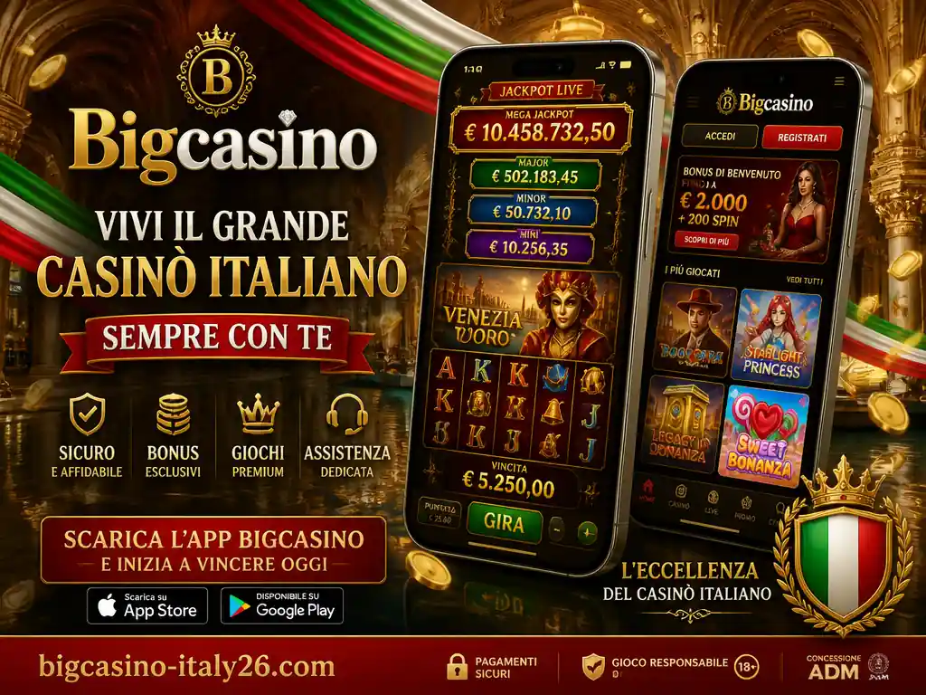 BigCasino app Italia jackpot 10.458.732€ vincita 5.250€